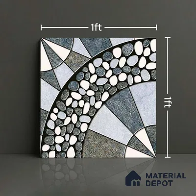 Patterned Look Parking Tile TL 08389  1 ft x 1 ft Vitrified Matte Finish - 8 mm | Please Expect a Slight Variation of Pattern