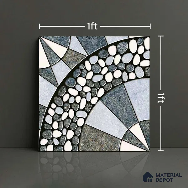 Patterned Look Parking Tile TL 08389 1 ft x 1 ft Vitrified Matte Finish - 8 mm | Please Expect a Slight Variation of Pattern