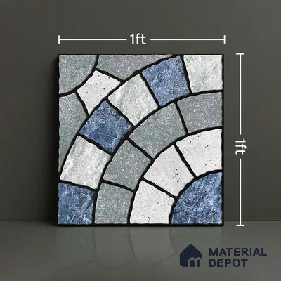 Patterned Look Parking Tile TL 08370  1 ft x 1 ft Vitrified Matte Finish - 8 mm | Please Expect a Slight Variation of Pattern