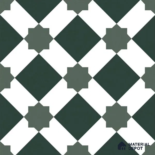 Moroccan Tile TL 08020  Graphite Rise Black 1 ft x 1 ft Vitrified Matte Finish - 9 mm | Suitable for Living Room, Kitchen, Balcony Floor & Wall | Please Expect a Slight Variation of Pattern