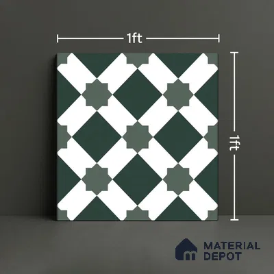 Moroccan Tile TL 08020  Graphite Rise Black 1 ft x 1 ft Vitrified Matte Finish - 9 mm | Suitable for Living Room, Kitchen, Balcony Floor & Wall | Please Expect a Slight Variation of Pattern