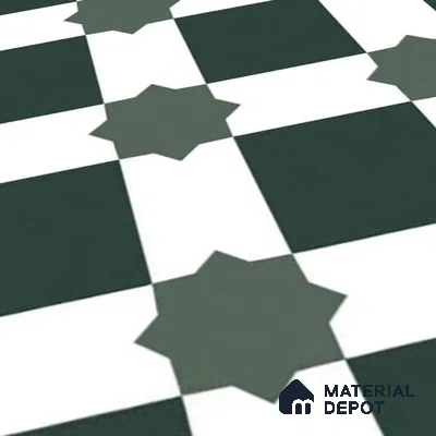 Moroccan Tile TL 08020  Graphite Rise Black 1 ft x 1 ft Vitrified Matte Finish - 9 mm | Suitable for Living Room, Kitchen, Balcony Floor & Wall | Please Expect a Slight Variation of Pattern
