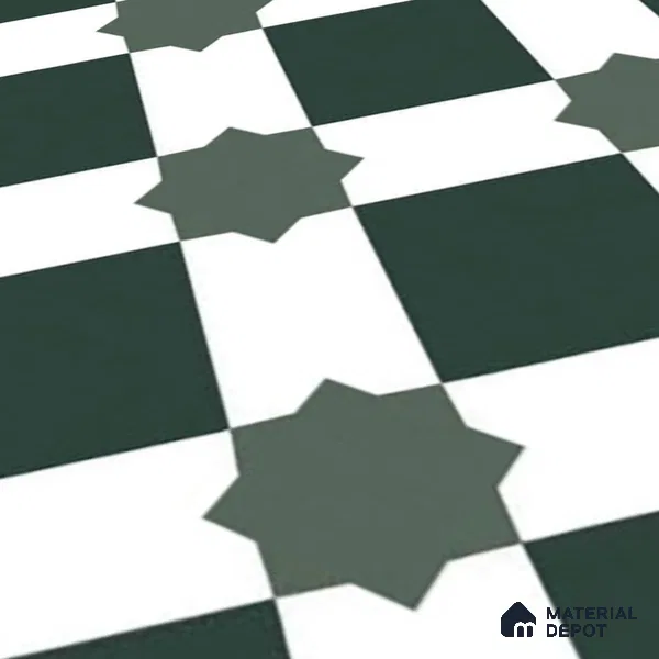 Moroccan Tile TL 08020  Graphite Rise Black 1 ft x 1 ft Vitrified Matte Finish - 9 mm | Suitable for Living Room, Kitchen, Balcony Floor & Wall | Please Expect a Slight Variation of Pattern