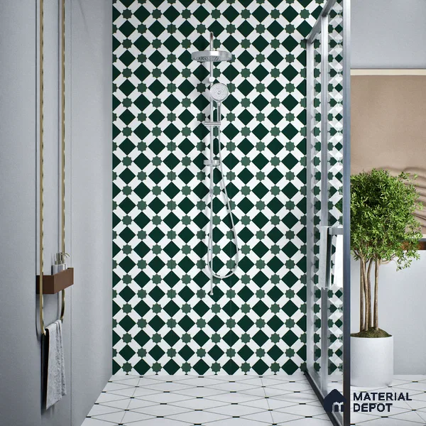 Moroccan Tile TL 08020  Graphite Rise Black 1 ft x 1 ft Vitrified Matte Finish - 9 mm | Suitable for Living Room, Kitchen, Balcony Floor & Wall | Please Expect a Slight Variation of Pattern