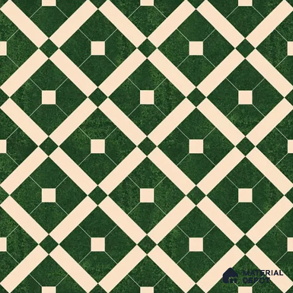 Moroccan Wall & Floor Tile TL 08015 Silica Crest Green 1 ft x 1 ft Porcelain Matte Finish - 9 mm | Suitable for Bathroom, Kitchen, Balcony | Please Expect a Slight Variation of Pattern