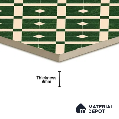 Moroccan Wall & Floor Tile TL 08015 Silica Crest Green 1 ft x 1 ft Porcelain Matte Finish - 9 mm | Suitable for Bathroom, Kitchen, Balcony | Please Expect a Slight Variation of Pattern