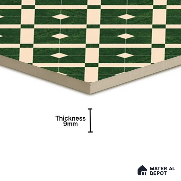 Moroccan Wall & Floor Tile TL 08015 Silica Crest Green 1 ft x 1 ft Porcelain Matte Finish - 9 mm | Suitable for Bathroom, Kitchen, Balcony | Please Expect a Slight Variation of Pattern
