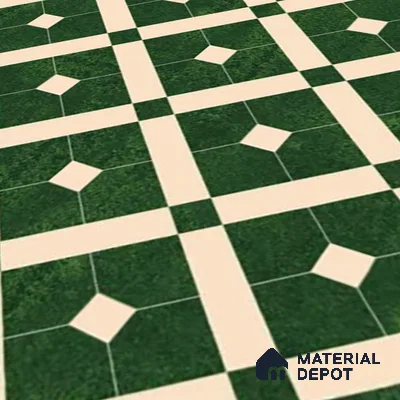 Moroccan Wall & Floor Tile TL 08015 Silica Crest Green 1 ft x 1 ft Porcelain Matte Finish - 9 mm | Suitable for Bathroom, Kitchen, Balcony | Please Expect a Slight Variation of Pattern
