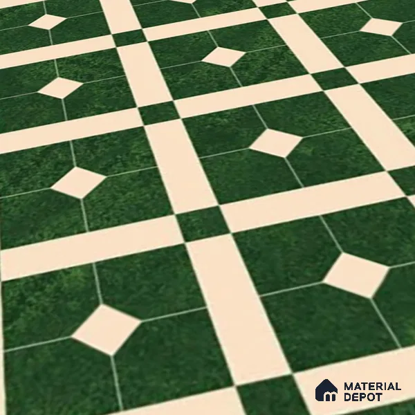 Moroccan Wall & Floor Tile TL 08015 Silica Crest Green 1 ft x 1 ft Porcelain Matte Finish - 9 mm | Suitable for Bathroom, Kitchen, Balcony | Please Expect a Slight Variation of Pattern