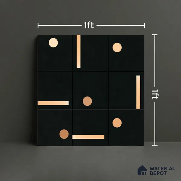 Moroccan Wall & Floor Tile TL 08016 Rockveil Grey Black 1 ft x 1 ft Vitrified Matte Finish - 9 mm | Suitable for Bathroom, Kitchen, Balcony | Please Expect a Slight Variation of Pattern