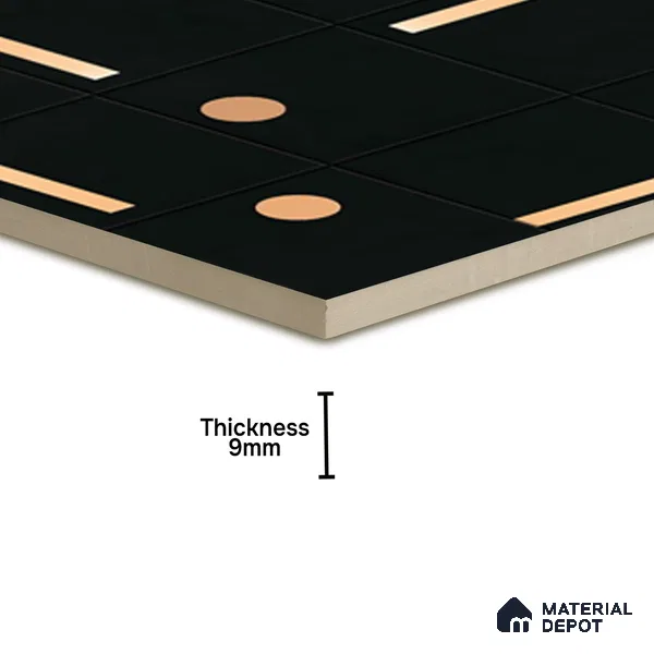 Moroccan Wall & Floor Tile TL 08016 Rockveil Grey Black 1 ft x 1 ft Vitrified Matte Finish - 9 mm | Suitable for Bathroom, Kitchen, Balcony | Please Expect a Slight Variation of Pattern