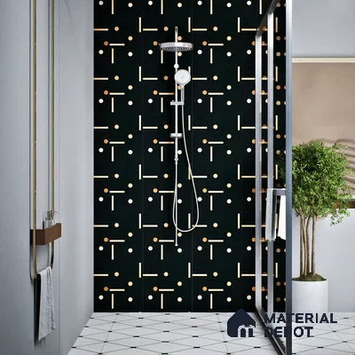 Moroccan Wall & Floor Tile TL 08016 Rockveil Grey Black 1 ft x 1 ft Vitrified Matte Finish - 9 mm | Suitable for Bathroom, Kitchen, Balcony | Please Expect a Slight Variation of Pattern