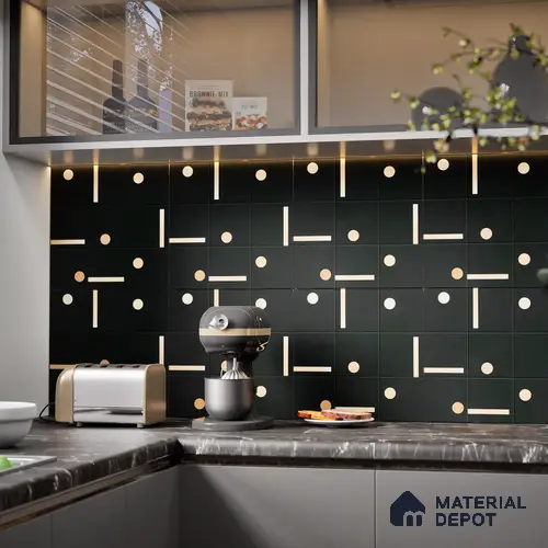 Moroccan Tile TL 08016  Rockveil Grey Black 1 ft x 1 ft Vitrified Matte Finish - 9 mm | Suitable for Living Room, Kitchen, Balcony Floor & Wall | Please Expect a Slight Variation of Pattern