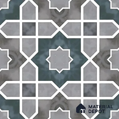 Moroccan Wall & Floor Tile TL 08021  Grey 1 ft x 1 ft Vitrified Matte Finish - 9 mm | Suitable for Bathroom, Kitchen, Balcony | Please Expect a Slight Variation of Pattern