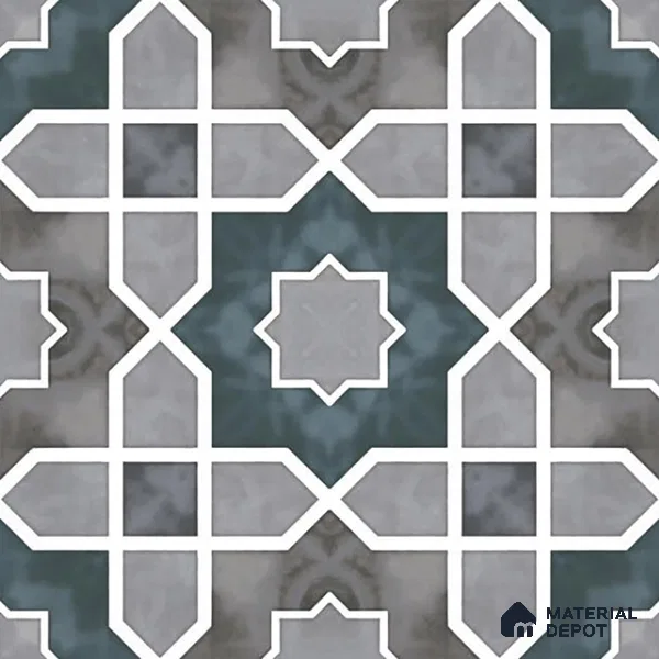 Moroccan Wall & Floor Tile TL 08021 Grey 1 ft x 1 ft Vitrified Matte Finish - 9 mm | Suitable for Bathroom, Kitchen, Balcony | Please Expect a Slight Variation of Pattern