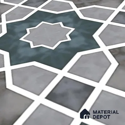 Moroccan Wall & Floor Tile TL 08021  Grey 1 ft x 1 ft Vitrified Matte Finish - 9 mm | Suitable for Bathroom, Kitchen, Balcony | Please Expect a Slight Variation of Pattern