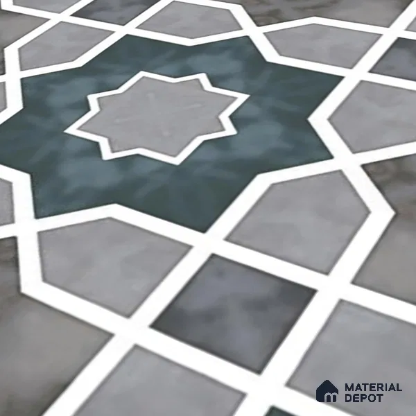Moroccan Wall & Floor Tile TL 08021 Grey 1 ft x 1 ft Vitrified Matte Finish - 9 mm | Suitable for Bathroom, Kitchen, Balcony | Please Expect a Slight Variation of Pattern