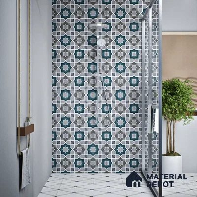 Moroccan Wall & Floor Tile TL 08021  Grey 1 ft x 1 ft Vitrified Matte Finish - 9 mm | Suitable for Bathroom, Kitchen, Balcony | Please Expect a Slight Variation of Pattern