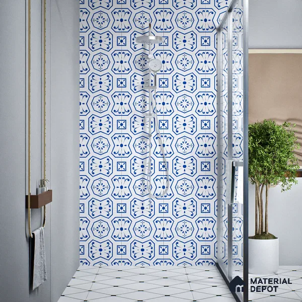 Moroccan Wall & Floor Tile TL 08012 Zenith Taupe White 1 ft x 1 ft Porcelain Matte Finish - 9 mm | Suitable for Bathroom, Kitchen, Balcony | Please Expect a Slight Variation of Pattern