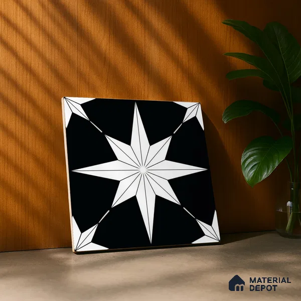 Moroccan Wall & Floor Tile TL 08019 Monochrome Canyon 1 ft x 1 ft Vitrified Matte Finish - 9 mm | Suitable for Bathroom, Kitchen, Entryway | Please Expect a Slight Variation of Pattern