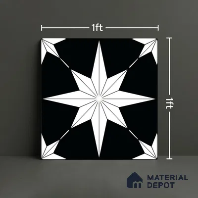 Moroccan Wall & Floor Tile TL 08019 Monochrome Canyon 1 ft x 1 ft Vitrified Matte Finish - 9 mm | Suitable for Bathroom, Kitchen, Entryway | Please Expect a Slight Variation of Pattern