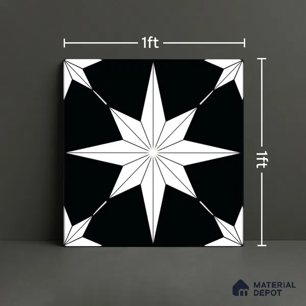 Moroccan Wall & Floor Tile TL 08019 Monochrome Canyon 1 ft x 1 ft Vitrified Matte Finish - 9 mm | Suitable for Bathroom, Kitchen, Entryway | Please Expect a Slight Variation of Pattern