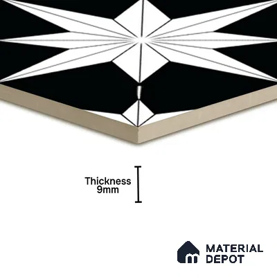 Moroccan Wall & Floor Tile TL 08019 Monochrome Canyon 1 ft x 1 ft Vitrified Matte Finish - 9 mm | Suitable for Bathroom, Kitchen, Entryway | Please Expect a Slight Variation of Pattern
