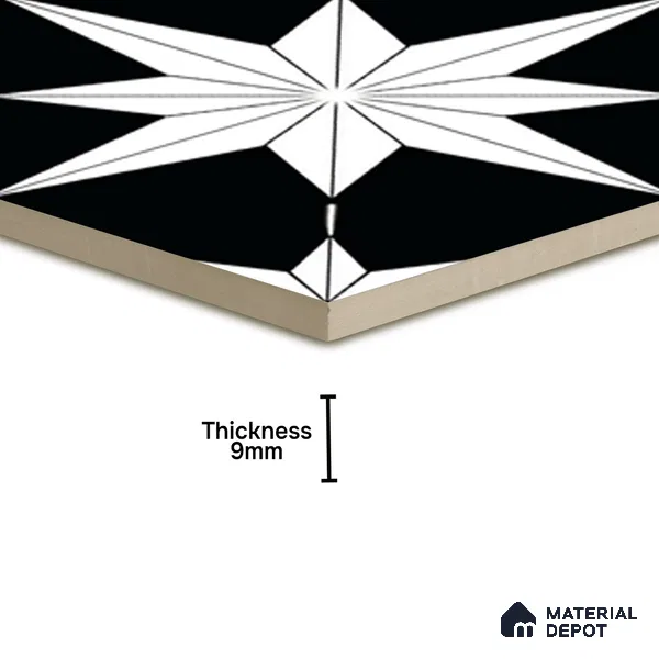 Moroccan Wall & Floor Tile TL 08019 Monochrome Canyon 1 ft x 1 ft Vitrified Matte Finish - 9 mm | Suitable for Bathroom, Kitchen, Entryway | Please Expect a Slight Variation of Pattern