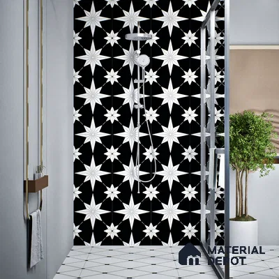 Moroccan Wall & Floor Tile TL 08019 Monochrome Canyon 1 ft x 1 ft Vitrified Matte Finish - 9 mm | Suitable for Bathroom, Kitchen, Entryway | Please Expect a Slight Variation of Pattern