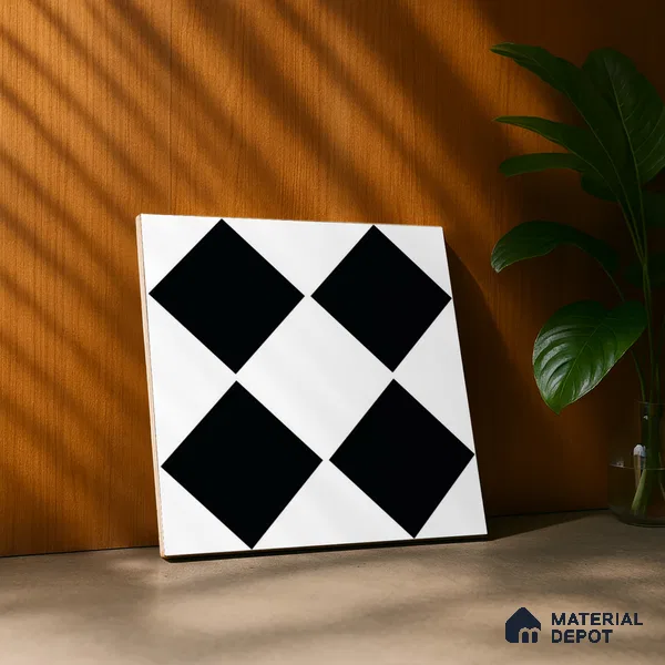 Moroccan Wall & Floor Tile TL 08018 Monochrome Timbermist 1 ft x 1 ft Vitrified Matte Finish - 9 mm | Suitable for Bathroom, Kitchen, Entryway | Please Expect a Slight Variation of Pattern