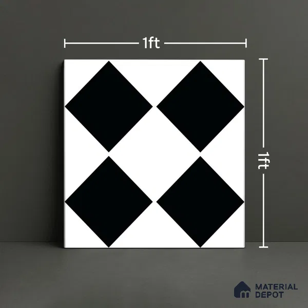 Moroccan Wall & Floor Tile TL 08018 Monochrome Timbermist 1 ft x 1 ft Vitrified Matte Finish - 9 mm | Suitable for Bathroom, Kitchen, Entryway | Please Expect a Slight Variation of Pattern