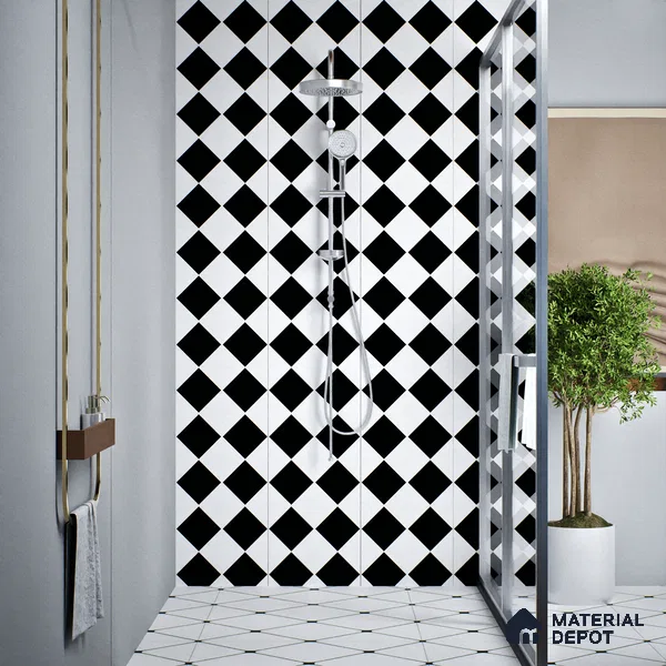 Moroccan Wall & Floor Tile TL 08018 Monochrome Timbermist 1 ft x 1 ft Vitrified Matte Finish - 9 mm | Suitable for Bathroom, Kitchen, Entryway | Please Expect a Slight Variation of Pattern
