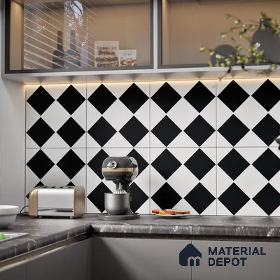 Moroccan Wall & Floor Tile TL 08018 Monochrome Timbermist 1 ft x 1 ft Vitrified Matte Finish - 9 mm | Suitable for Bathroom, Kitchen, Entryway | Please Expect a Slight Variation of Pattern