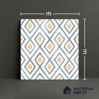 Moroccan Wall & Floor Tile TL 08011 Ashen Drift 1 ft x 1 ft Vitrified Matte Finish - 9 mm | Suitable for Bathroom, Kitchen, Balcony | Please Expect a Slight Variation of Pattern