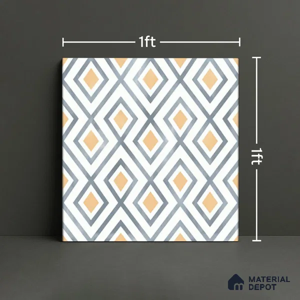 Moroccan Wall & Floor Tile TL 08011 Ashen Drift 1 ft x 1 ft Vitrified Matte Finish - 9 mm | Suitable for Bathroom, Kitchen, Balcony | Please Expect a Slight Variation of Pattern