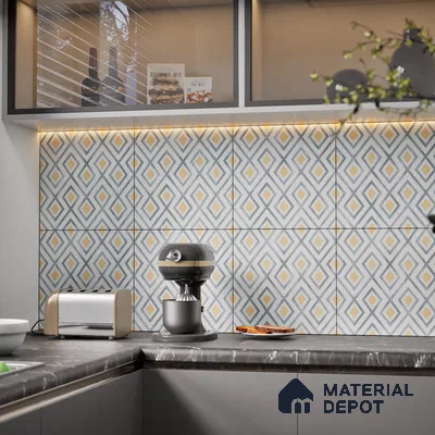 Moroccan Wall & Floor Tile TL 08011 Ashen Drift 1 ft x 1 ft Vitrified Matte Finish - 9 mm | Suitable for Bathroom, Kitchen, Balcony | Please Expect a Slight Variation of Pattern