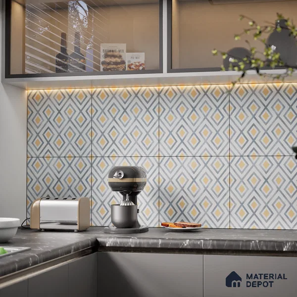 Moroccan Wall & Floor Tile TL 08011 Ashen Drift 1 ft x 1 ft Vitrified Matte Finish - 9 mm | Suitable for Bathroom, Kitchen, Balcony | Please Expect a Slight Variation of Pattern