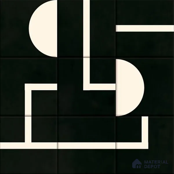 Faux Subway Tile TL 08017  Jasper Loom Black 1 ft x 1 ft Porcelain Matte Finish - 9 mm | Suitable For Kitchen, Bathroom, Balcony | Please Expect a Slight Variation of Pattern