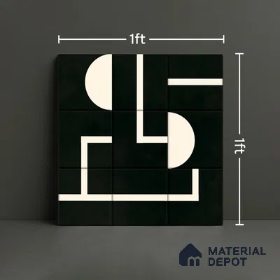Faux Subway Tile TL 08017  Jasper Loom Black 1 ft x 1 ft Porcelain Matte Finish - 9 mm | Suitable For Kitchen, Bathroom, Balcony | Please Expect a Slight Variation of Pattern