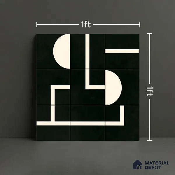 Faux Subway Tile TL 08017  Jasper Loom Black 1 ft x 1 ft Porcelain Matte Finish - 9 mm | Suitable For Kitchen, Bathroom, Balcony | Please Expect a Slight Variation of Pattern