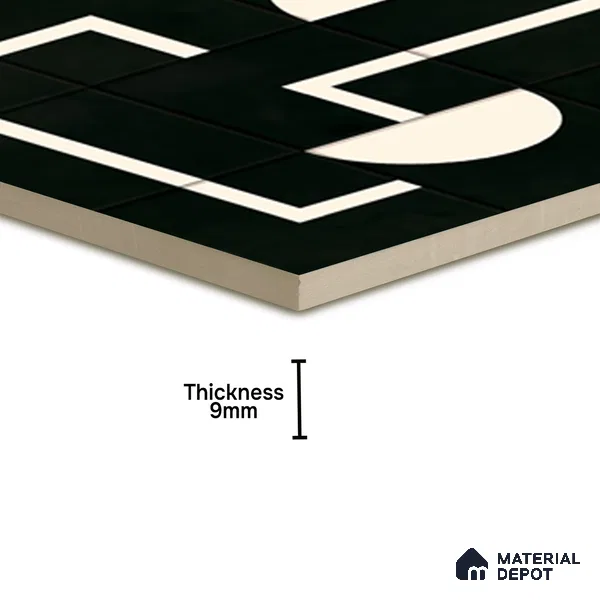 Faux Subway Tile TL 08017  Jasper Loom Black 1 ft x 1 ft Porcelain Matte Finish - 9 mm | Suitable For Kitchen, Bathroom, Balcony | Please Expect a Slight Variation of Pattern