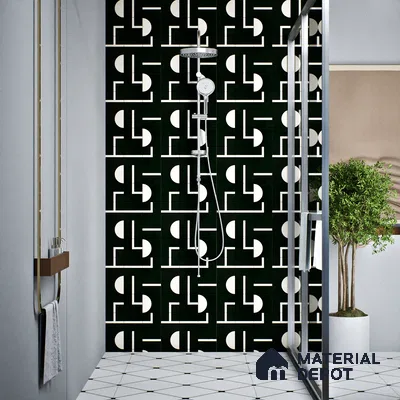 Faux Subway Tile TL 08017  Jasper Loom Black 1 ft x 1 ft Porcelain Matte Finish - 9 mm | Suitable For Kitchen, Bathroom, Balcony | Please Expect a Slight Variation of Pattern