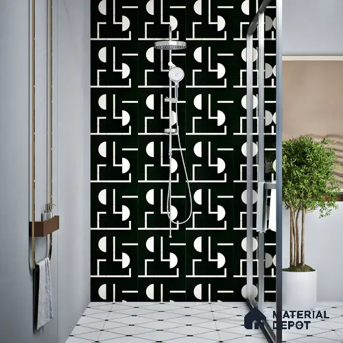 Faux Subway Tile TL 08017 Jasper Loom Black 1 ft x 1 ft Vitrified Matte Finish - 9 mm | Suitable for Living Room, Kitchen, Balcony Floor & Wall | Please Expect a Slight Variation of Pattern