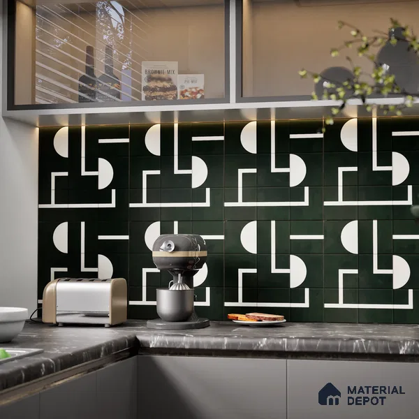 Faux Subway Tile TL 08017  Jasper Loom Black 1 ft x 1 ft Porcelain Matte Finish - 9 mm | Suitable For Kitchen, Bathroom, Balcony | Please Expect a Slight Variation of Pattern