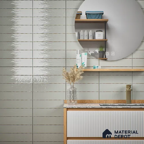 Subway Look  Tile TL 07669 B Plain Cloud Grey 1 ft x 2.95 inch Designer Tiles Ceramic Glossy Finish - 9 mm