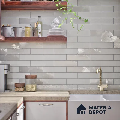 Subway Look  Tile TL 07669 B Plain Cloud Grey 1 ft x 2.95 inch Designer Tiles Ceramic Glossy Finish - 9 mm