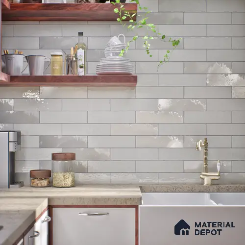 Subway Look  Tile TL 07669 B Plain Cloud Grey 1 ft x 2.95 inch Designer Tiles Ceramic Glossy Finish - 9 mm