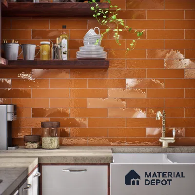 Subway Look  Tile TL 07669 C Plain Fox 1 ft x 2.95 inch Designer Tiles Ceramic Glossy Finish - 9 mm