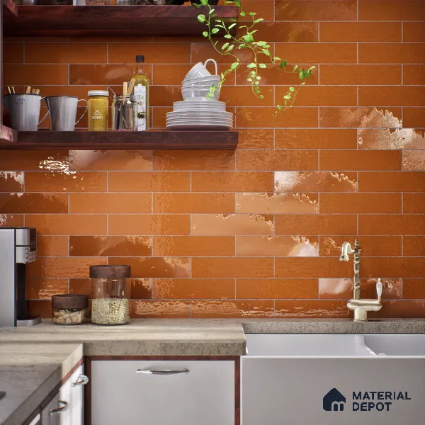Subway Look  Tile TL 07669 C Plain Fox 1 ft x 2.95 inch Designer Tiles Ceramic Glossy Finish - 9 mm