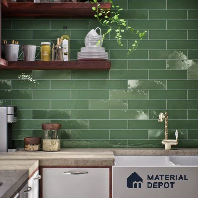 Subway Look  Tile TL 07669 E Plain Pine 1 ft x 2.95 inch Designer Tiles Ceramic Glossy Finish - 9 mm